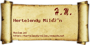 Hertelendy Milán névjegykártya